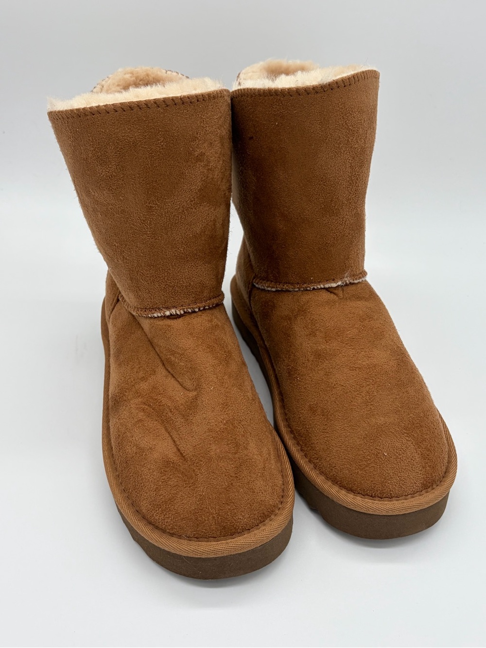 Style & Co. Chestnut Suede-Look Shearling Boot Slippers
